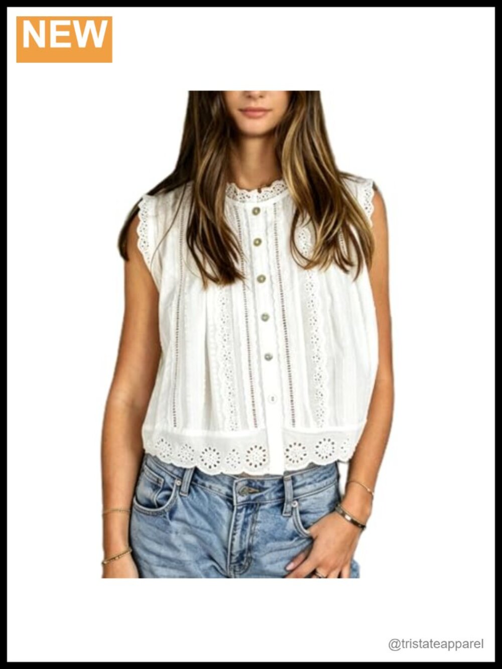 Women Y2K Eyelet Embroidery Sleeveless Crop Top Blouse
